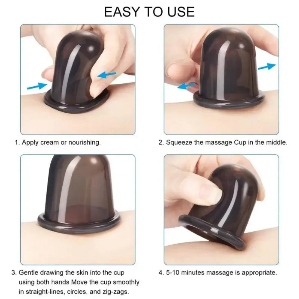 4Pcs/set Vacuum Cupping Massage Jars Anti Cellulite Massage Facial Suction Cups Face Neck Lift Skin Scraping Guasha Anti Wrinkle