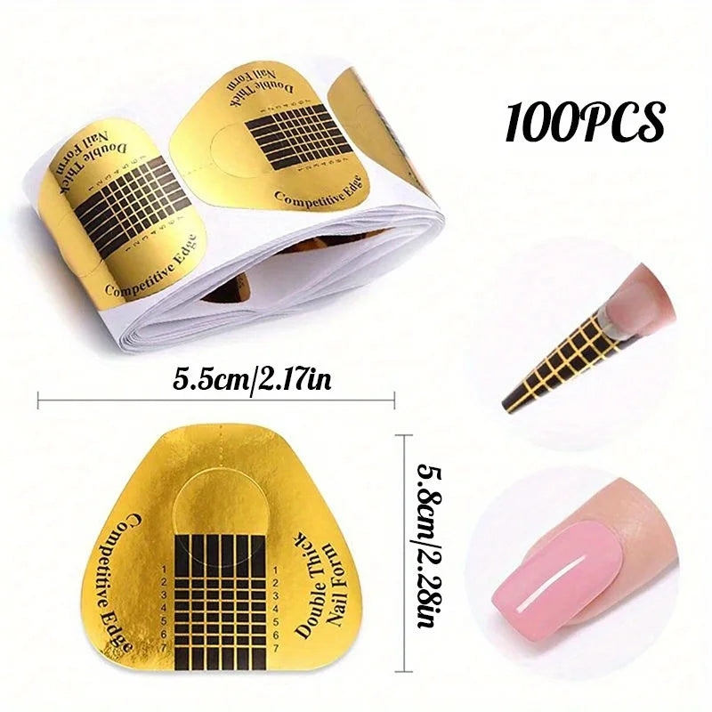 100 pieces square gold nail paper holders phototherapy nail crystal nail extension paper holders