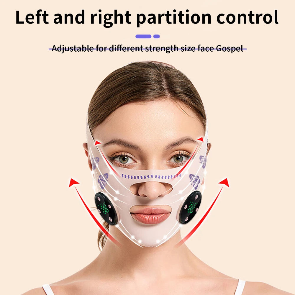 EMS Face Contouring Mask Head Massage V Line Lifting Shaping Mask Facial Slimming Strap Electric USB Charging Reduce Double Chin