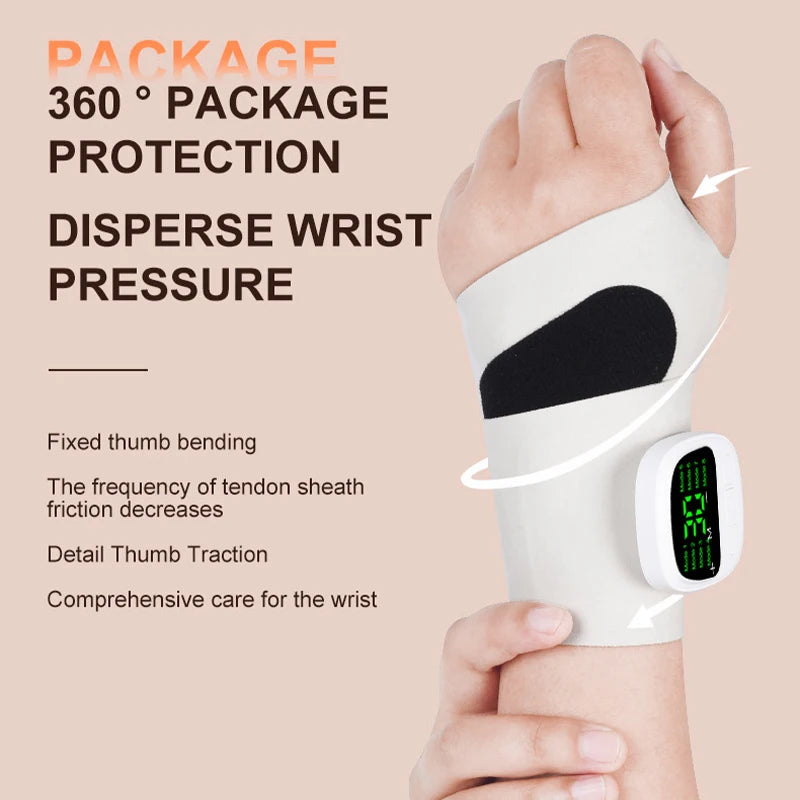 Electric Heating Wrist Guard Vibration Massage 8 Modes 32 Levels Wrist Brace Protector Wrap for Carpal Tunnel Fatigue Relief