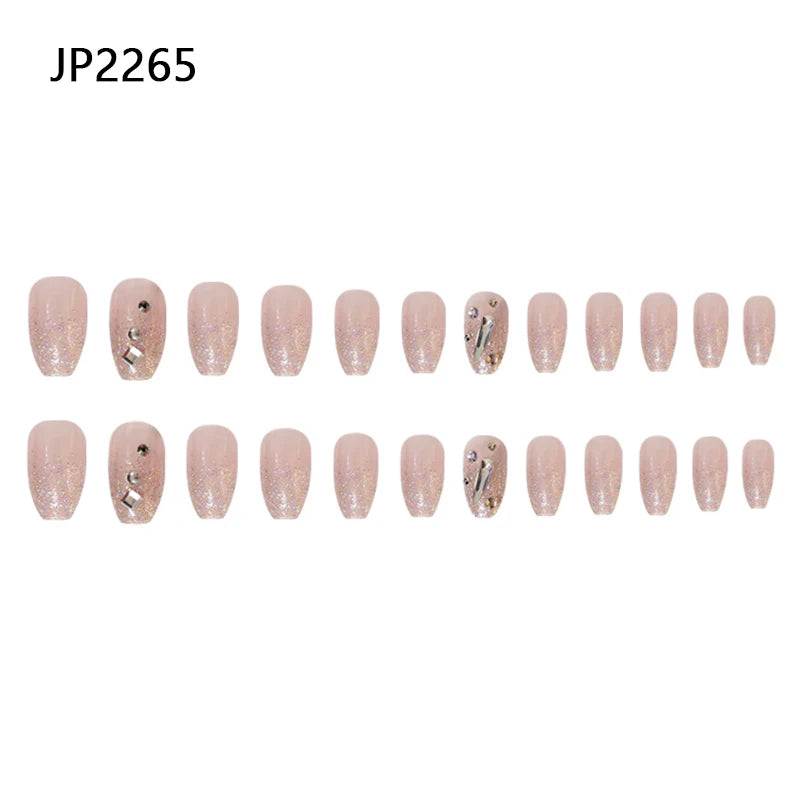 Long Coffin Nail Wearing Nail Plate, Ballet Nail Finished Products, Fashion Glitter Diamond Nail Patch