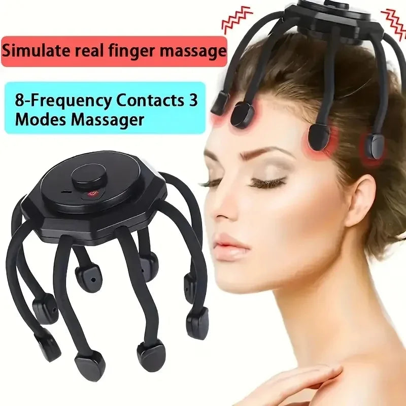 Electric Head Massager Scalp Massage Claw Rechargeable 360 ° Rotation Soothing Scalp Decompression Relaxation Massage Device
