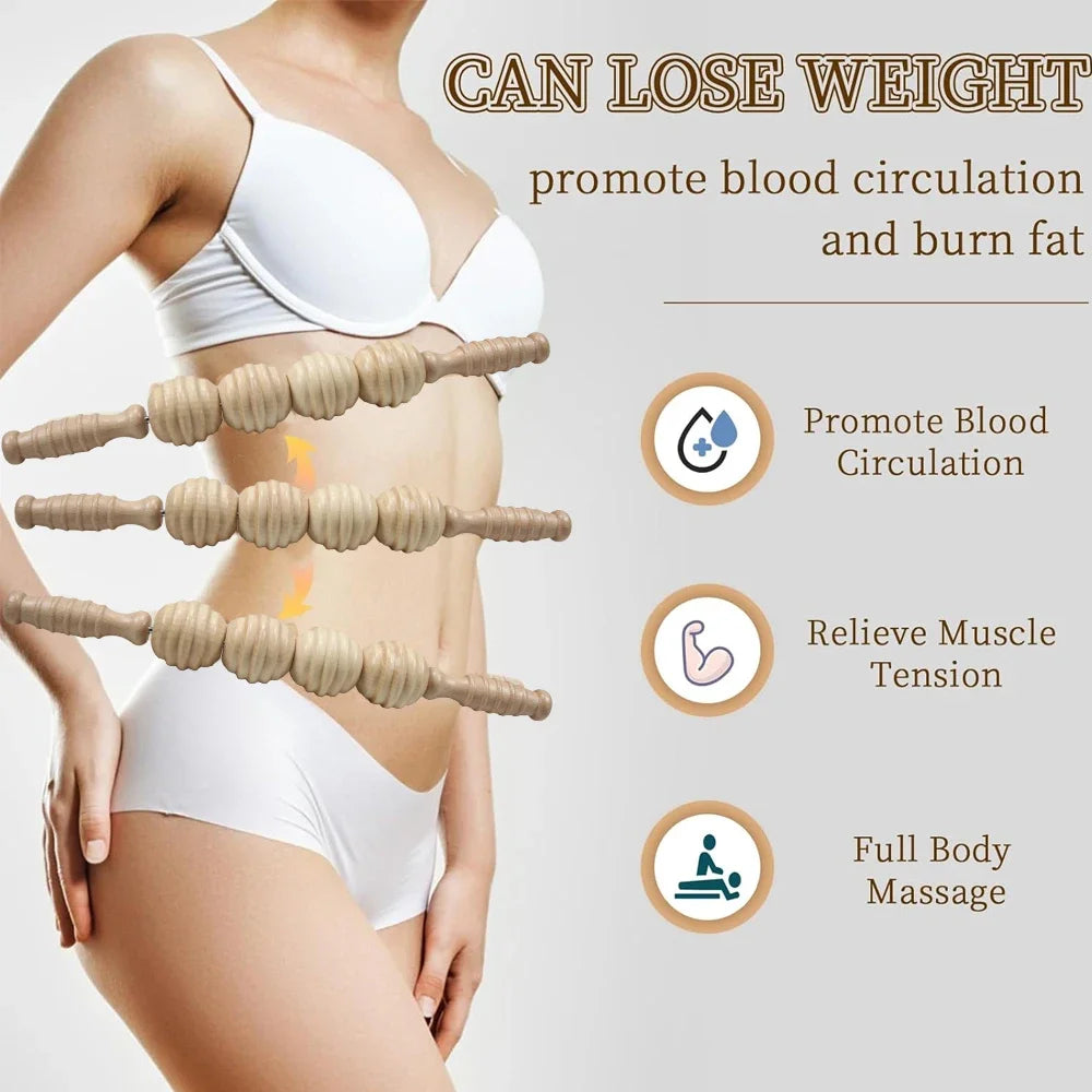Wood Massager Roller Handheld Cellulite Blasters Massage Trigger Point Stick Body Therapy Massager Muscle Relief Tools