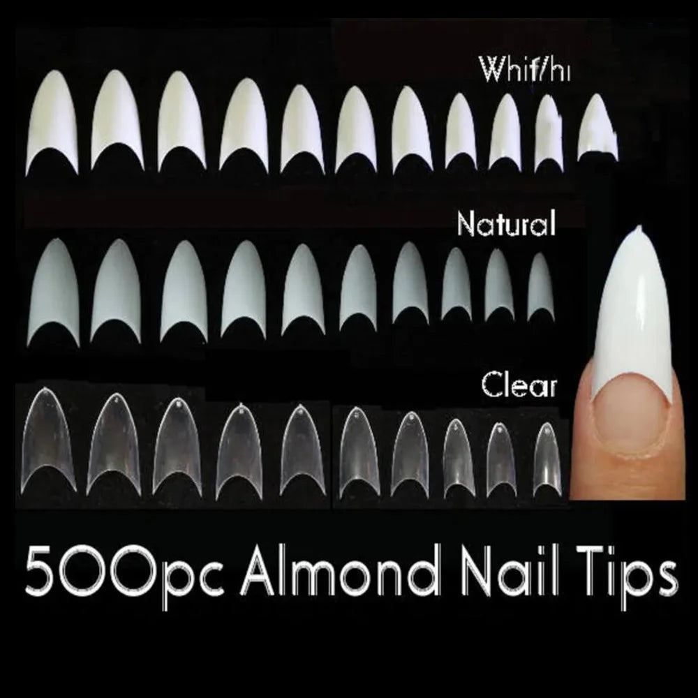 500pcs Nail pointy French Tips Stiletto Half Cover Stiletto False Fake Nails Tips half cover straight nail tips no c curve Tips
