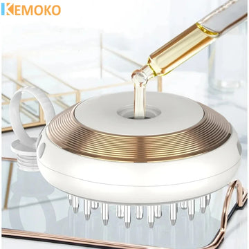 Electric Scalp Massage Comb Therapy EMS Vibration Massage Brush Anti-Hair Loss Medicine Scalp Oil Applicator With Liquid Guide