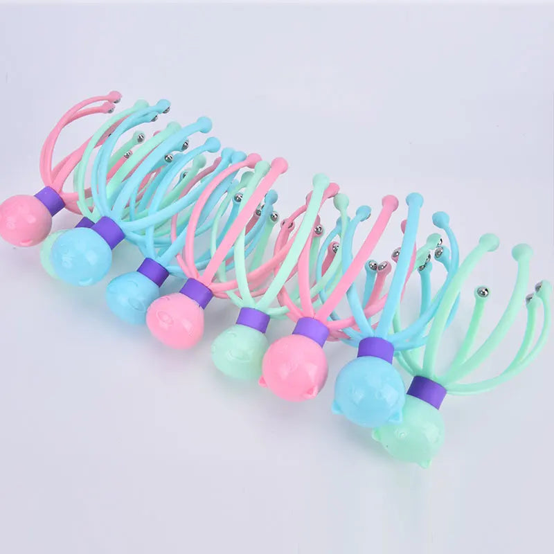 1pcs Random Color Head Massager Octopus Scalp Neck Stress Release Relief Head Care Tool