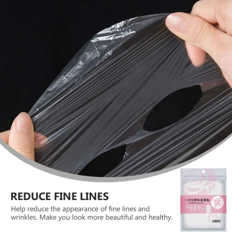 500/100pcs Disposable Plastic Film Full Face Cleaner Mask Neck Stickers Paper Transparent Masks Wrap Facial Beauty Makeup Tools
