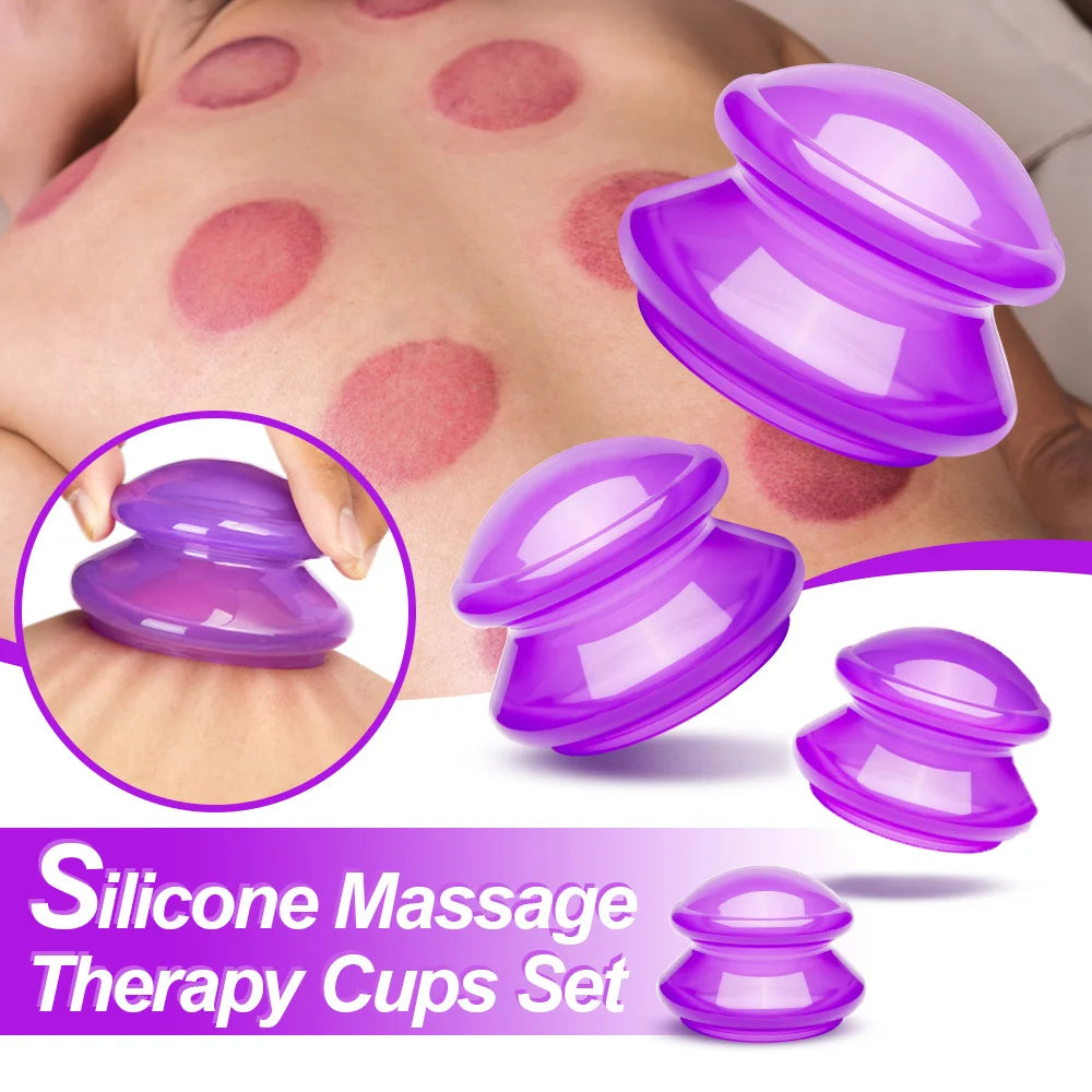 4Pcs Silicone Cupping Set Suction cups Vacuum Suction Jars Therapy Slimming Body Face Massage Cupping Anti Cellulite Weight Loss