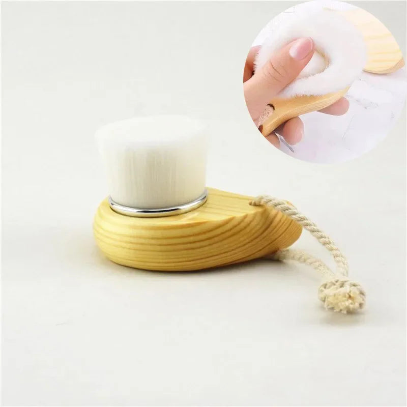 Wood Handle Facial Cleansing Brush Manual Soft Face Massager Skin Pore Clean Brush Face Care Face Brush Cleansing Beauty Tools