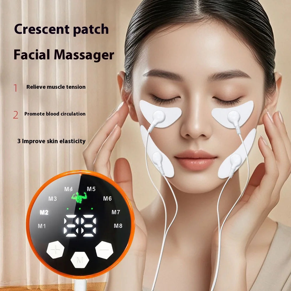 EMS Facial Massager with Low-Frequency Pulse - Rechargeable V-Shape Firming & Contouring Device for Eye Care and Face Lifting