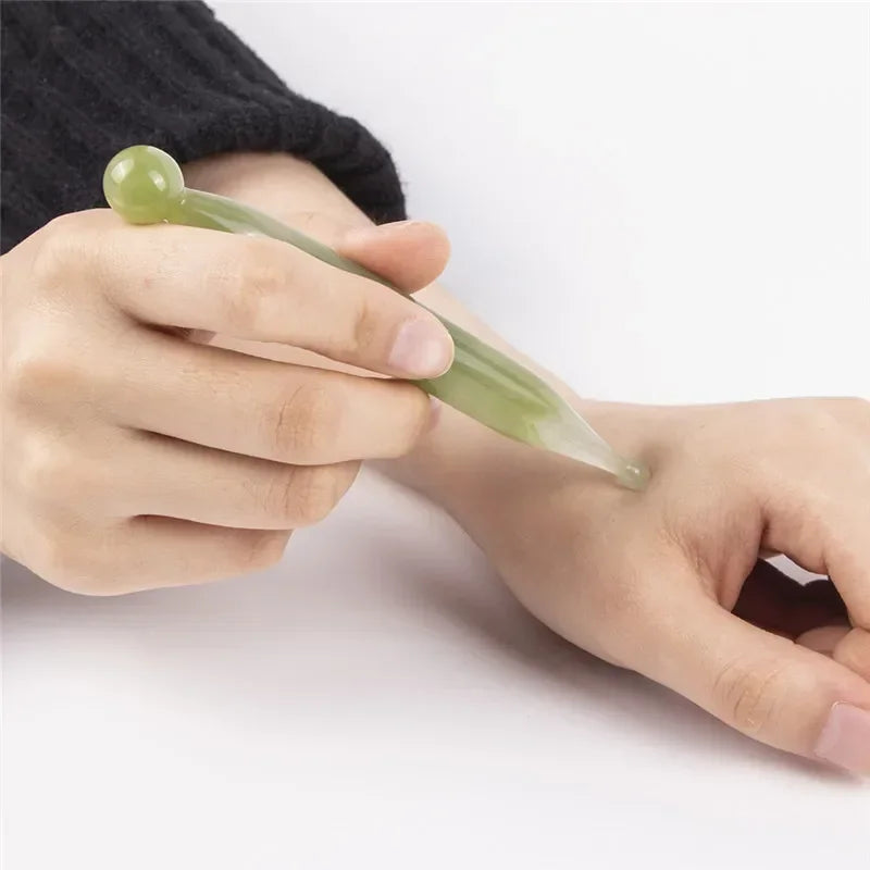 1pcs Natural Jade Stick Stone Gua Sha Facial Massage Acupunctur Point Pen Chinese Medicine Guasha Beauty Messager Tool