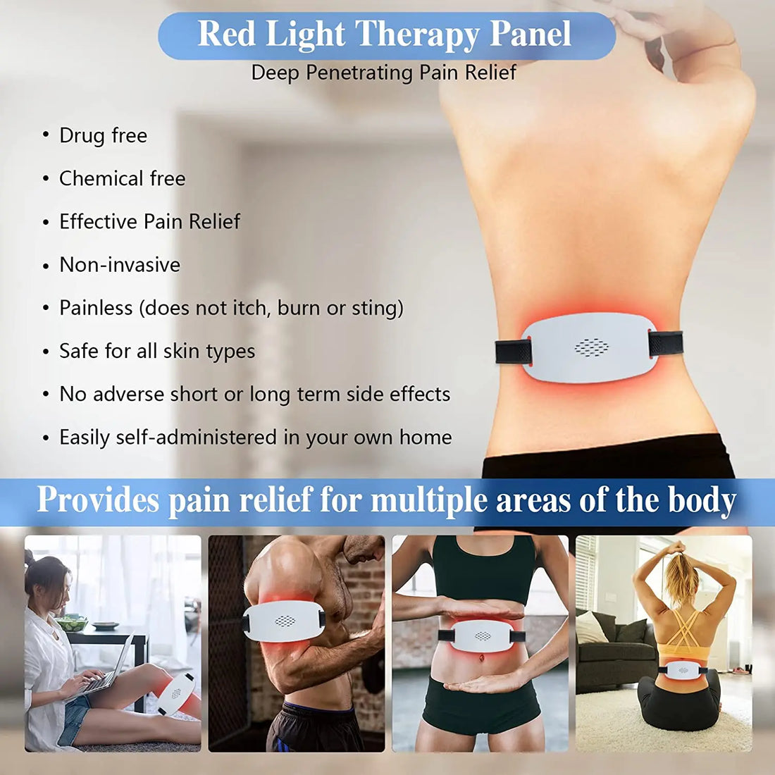 100 LEDs Red Light Panel 650nm&660nm Infrared Light Therapy Belt for Body Fatigue Deep Therapy for Back Knee Hands Feet Relief
