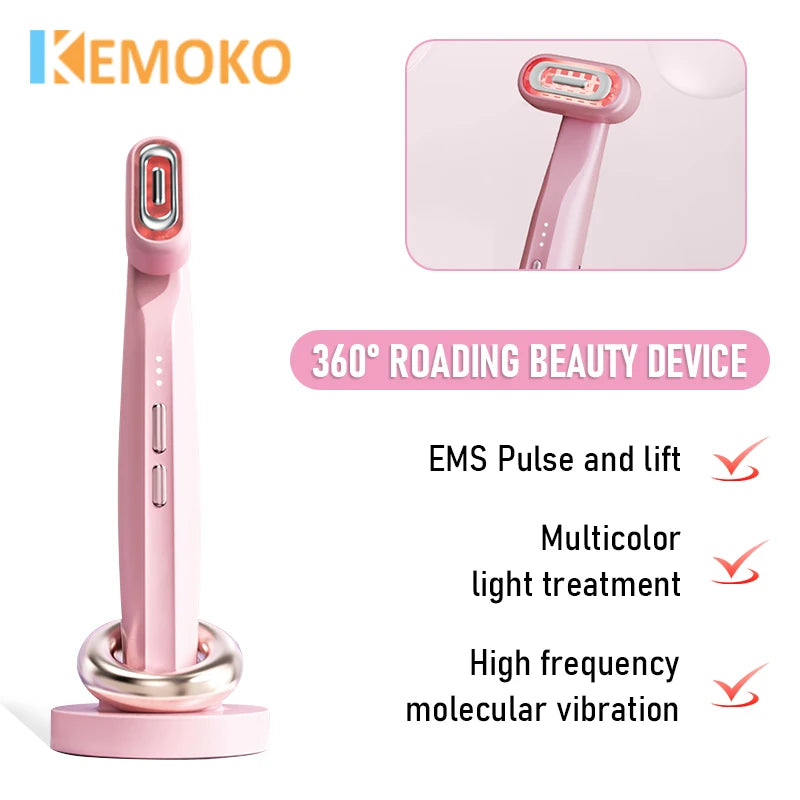 360° Rotating EMS Microcurrent Face Lifting Red Light Facial Wand Eye Neck Massager Skin Tightening Anti Wrinkle Eye Beauty Care