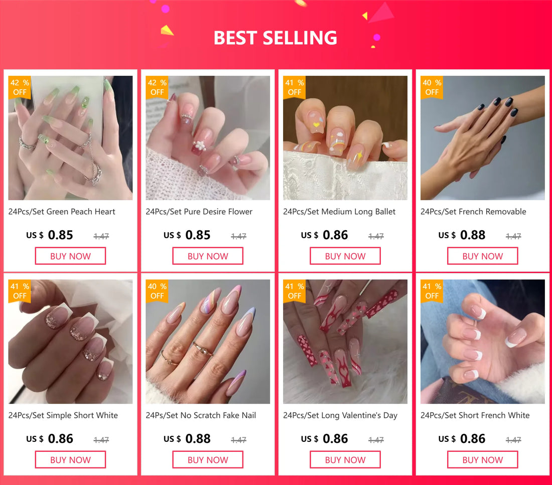 24Pcs/Set Black Red Gradient Design Acrylic Wearing False Nails French Removable Short Press-On Nail Ballet Type Fake Nail Tips