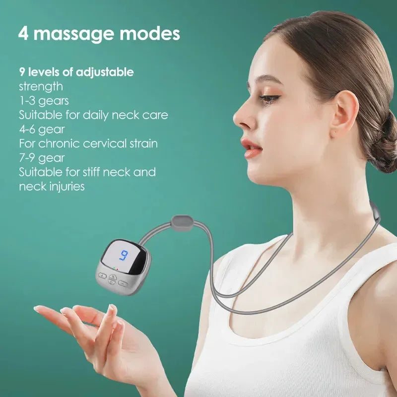 Cervical Massager Portable Massage Pendant for Relaxing Neck and Shoulders, 9 Intensity Levels and 4 Massage Modes