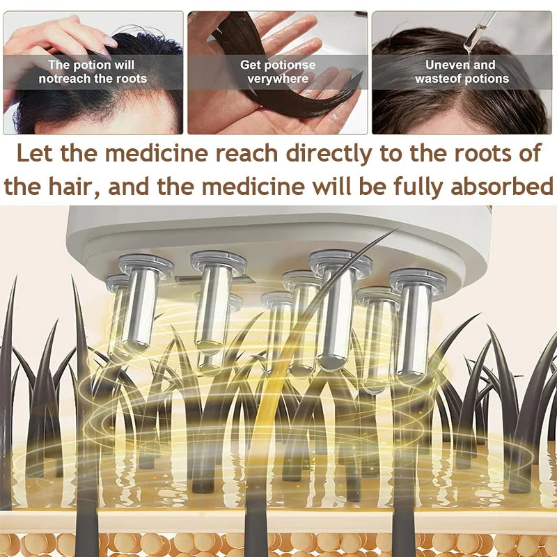 EMS Microcurrent Scalp Applicator Liquid Comb Essential Oil Guiding Scalp Massager Red Light Therapy Anti Hair Loss Portable