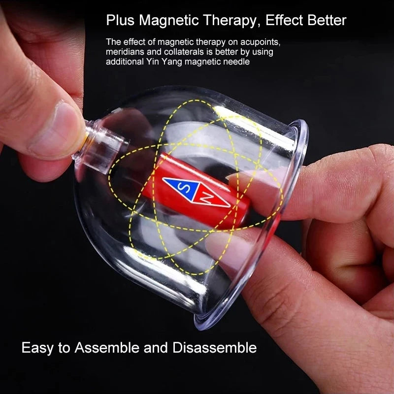 32 Pcs Vacuum Cupping Body Massager Suction Cups Jar Set Plastic Vacuum Suction Therapy Cupping Set Cans for Shoulder Massage