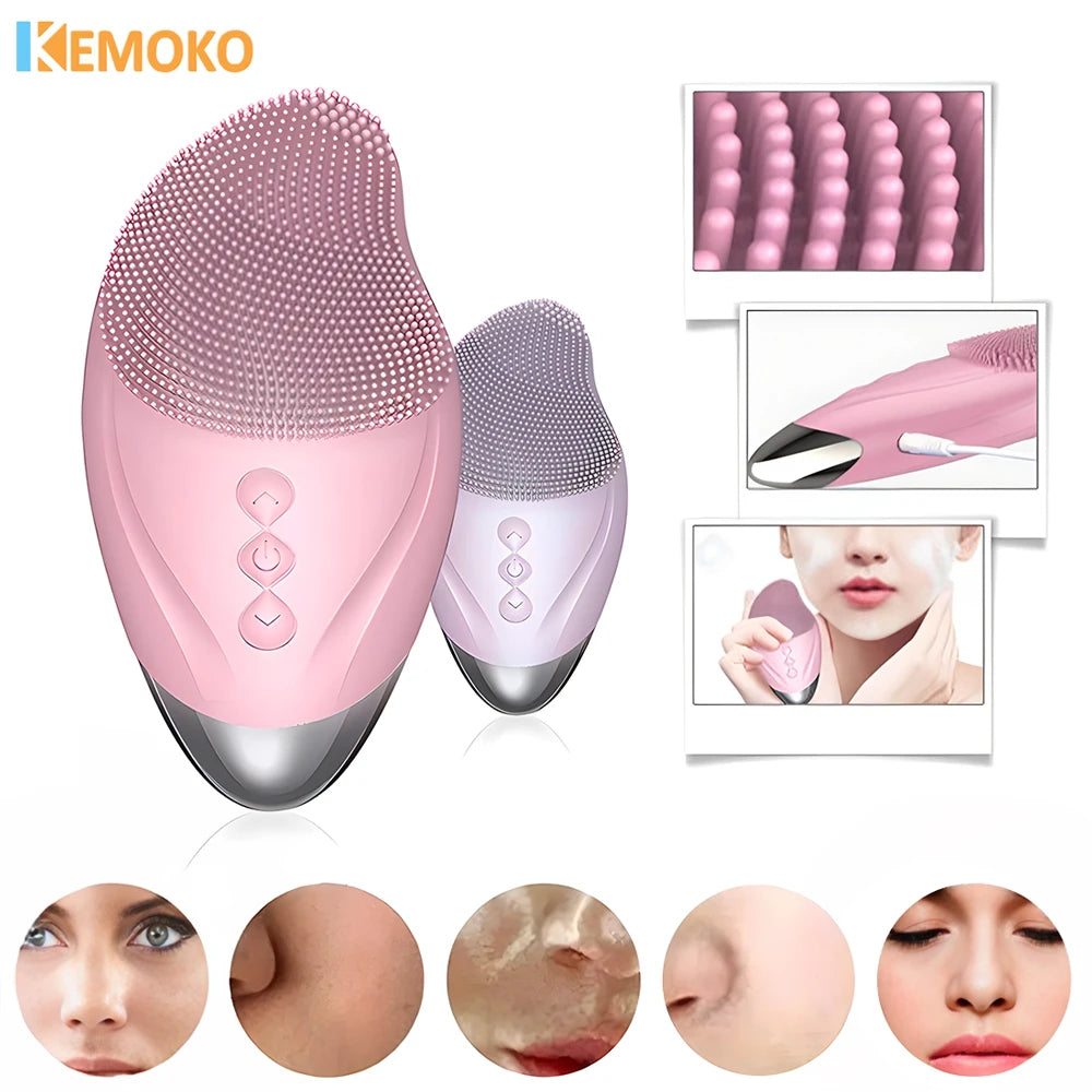 Rechargeable Silicone Facial Cleansing Brush Eye Massage Tool Face Cleaner Deep Cleaning Pore Skin Health Care Device Waterproof
