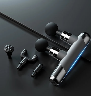 USB charging dual head fascia gun with 6-speed force adjustment and 4 pairs (8 pieces) of massage heads, double massage massager