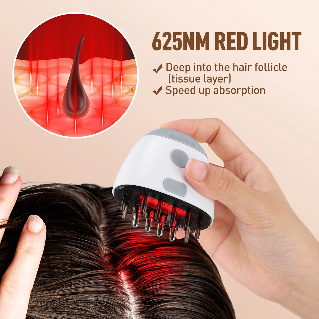 Electric Scalp Massage Brush Red Light Therapy Hair Growth Massage Comb Anti Hair Loss Liquid Oil Applicator Massager Tools