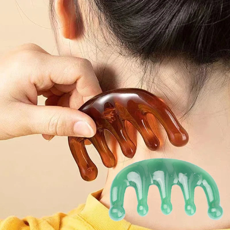 1Pc Five Teeth Meridian Massage Comb Resin Big Teeth Head Acupoint Therapy Artifact Claws Decompression Portable Scalp Comb