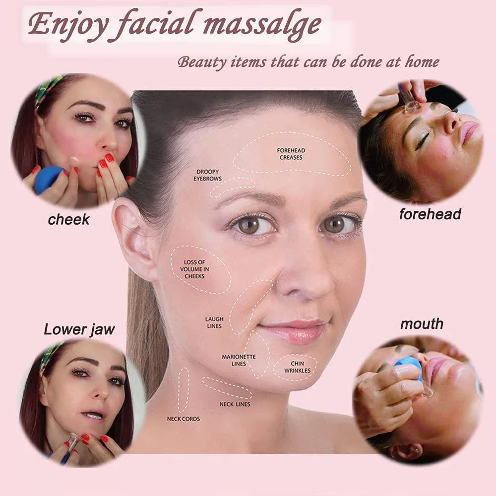 Rubber Massage Body Cups Vacuum Face Cupping Massage Glass Cupping Facial Skin Lifting Body Anti Cellulite Chineses Massage Tool
