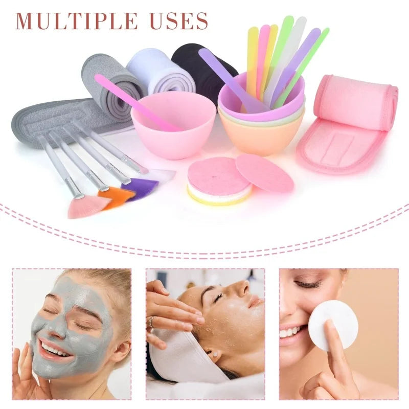 Facial Brush Mask Bowl Spoon Set Mask Brushes DIY Beauty Tools Cream Mud Film Adjusting Mixing Tool Skin Care Makeup Supplies