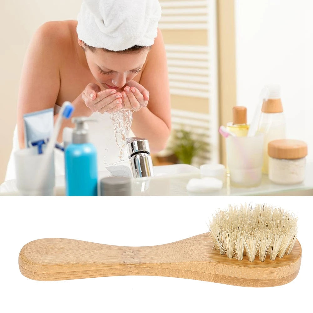 Skin Brush Wood Face Brush Wooden Handle Face Brush Wooden Handle Face Brush Exfoliating Cleaning Skin Brush Tool Face Brush