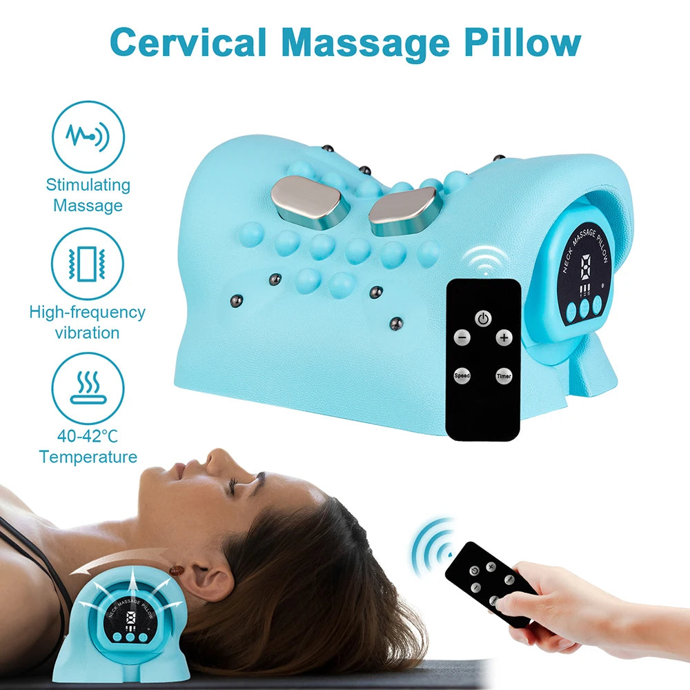 Electric Neck Cervical Massager Ergonomic Neck Pillow Neck Support Stretcher Neck Traction Vibration Kneading Massage Pillow