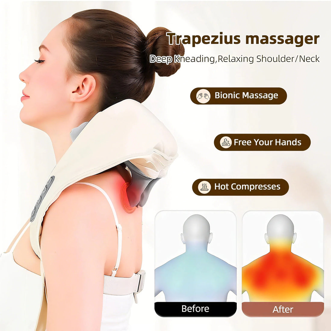 Neck Massager with Heat, Shoulder Massager, Shiatsu Neck and Back Massager, Muscle Pain Relief-Office, Home & Car